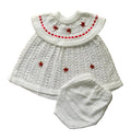 0-6 Months old Baby Girl Dress - White w Red Flowers