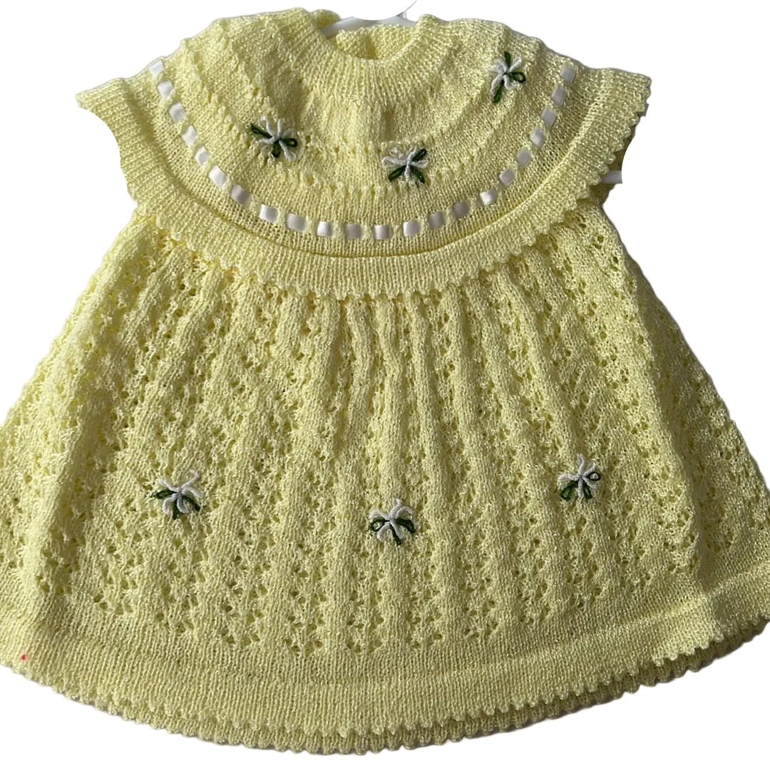 0- 6 Months old Baby Girl Dress - Yellow