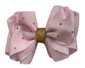 Big Hair Bow - Light Pink w Gold dots